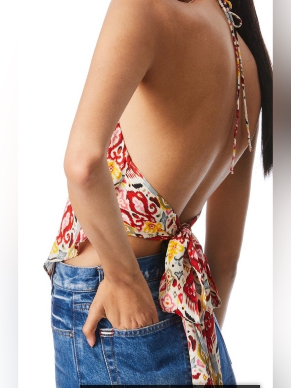 Alice + Olivia Red Multi Halter Handkerchief Hem Camisole